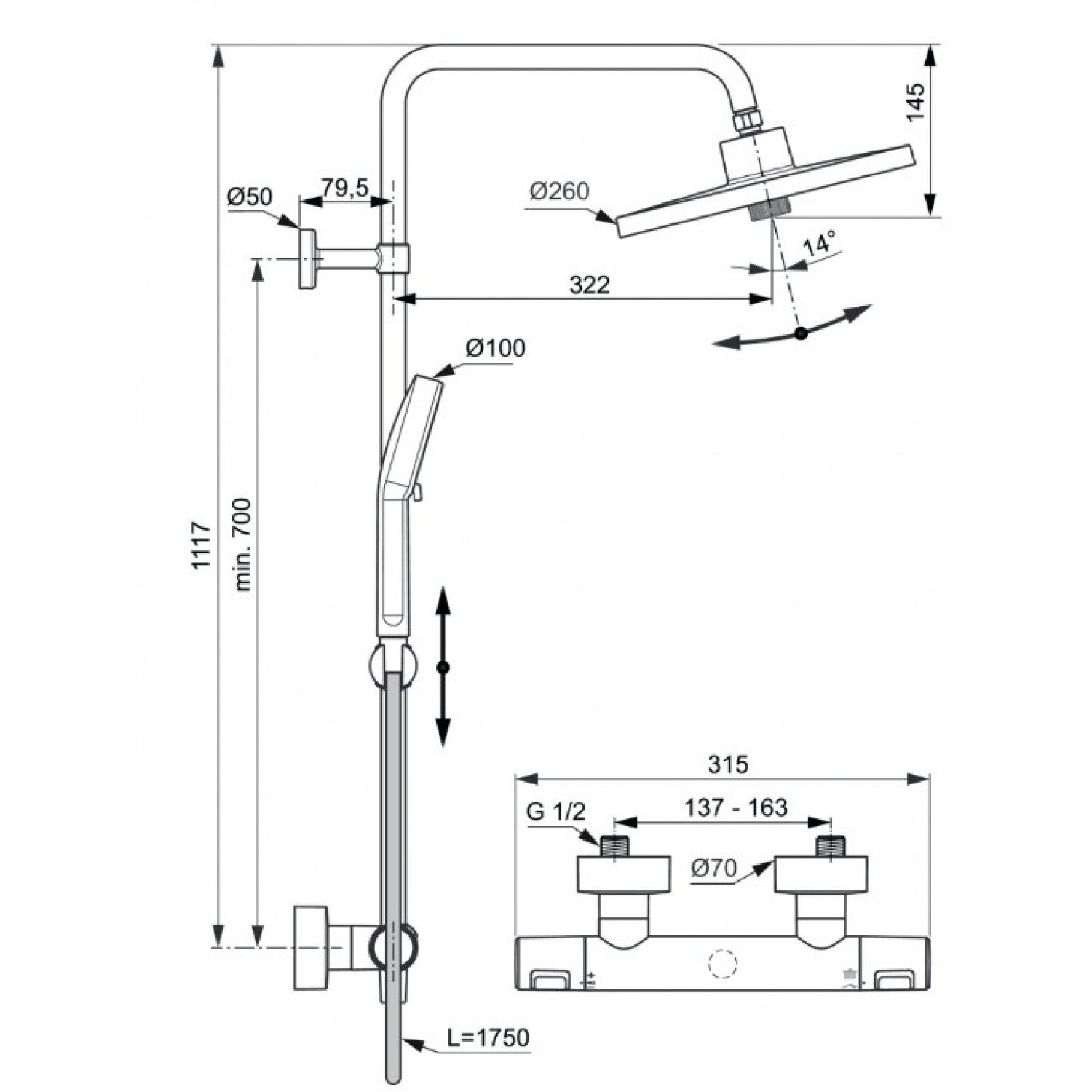 Ceratherm T25+ Душ система
