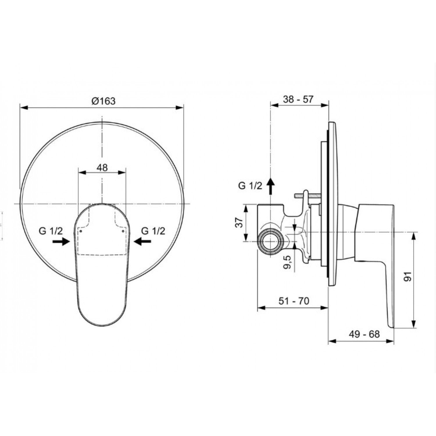 Cerafine O Смесител вграден за душ