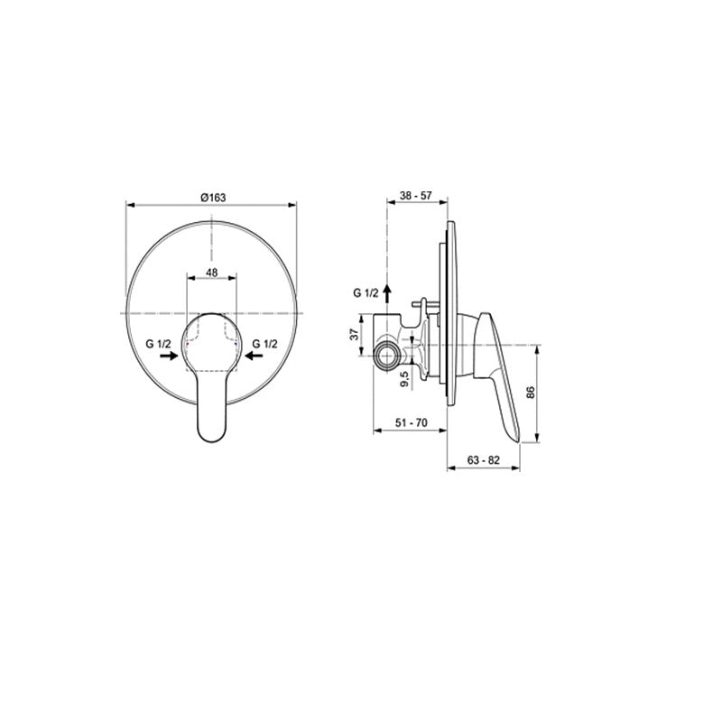 Alpha Смесител вграден за душ комплект