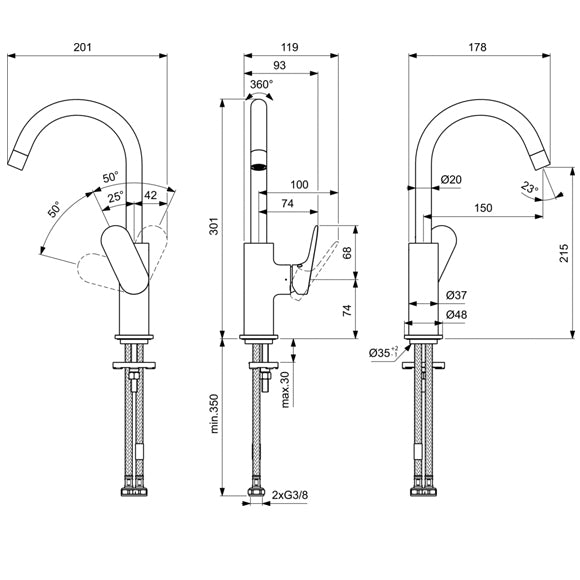 Ceralife O Смесител за умивалник H215