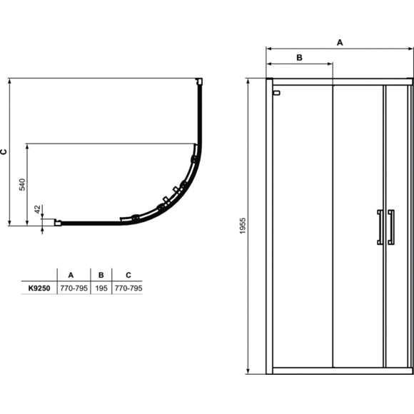 Connect 2 Заоблена ъглова душ кабина 80х80