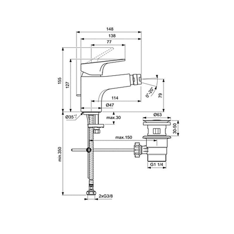 Cerabase Смесител за биде с пластмасов изпразнител