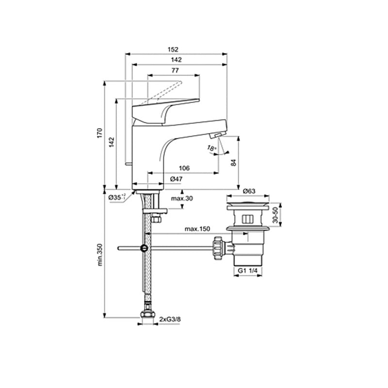 Cerabase Смесител за умивалник H80