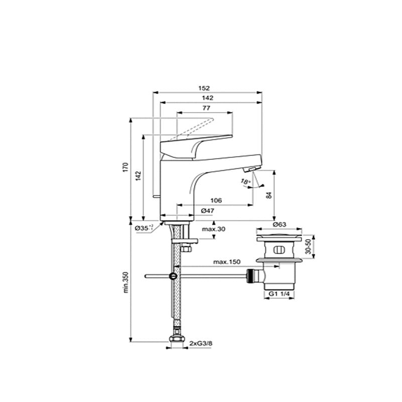 Cerabase Смесител за умивалник H80