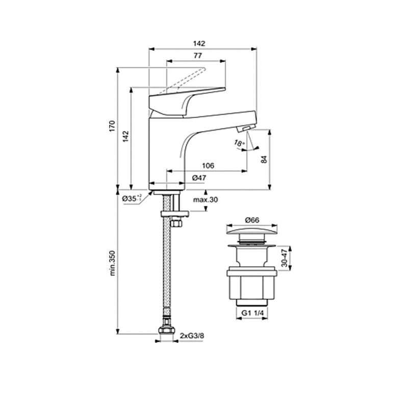Cerabase Смесител за умивалник H80