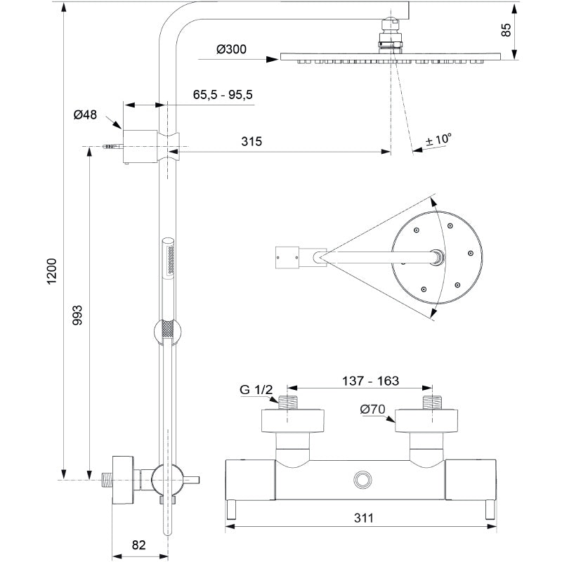 Ceratherm Душ система с термостатен смесител