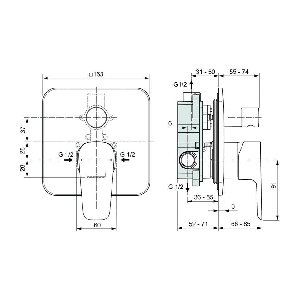 Esla Смесител за вграждане за вана/душ