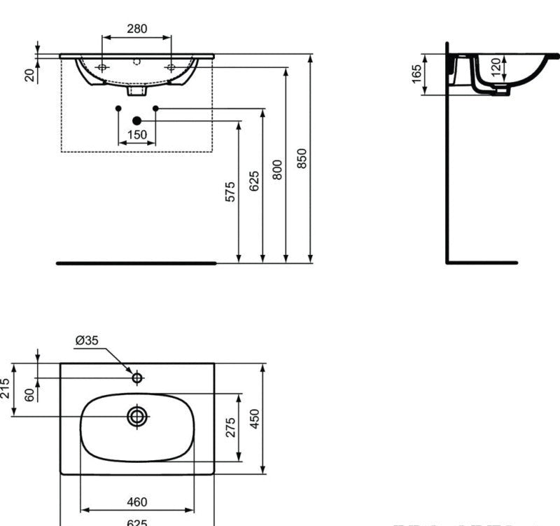 Tesi Мивка за мебел с отвор за смесител и преливник 103