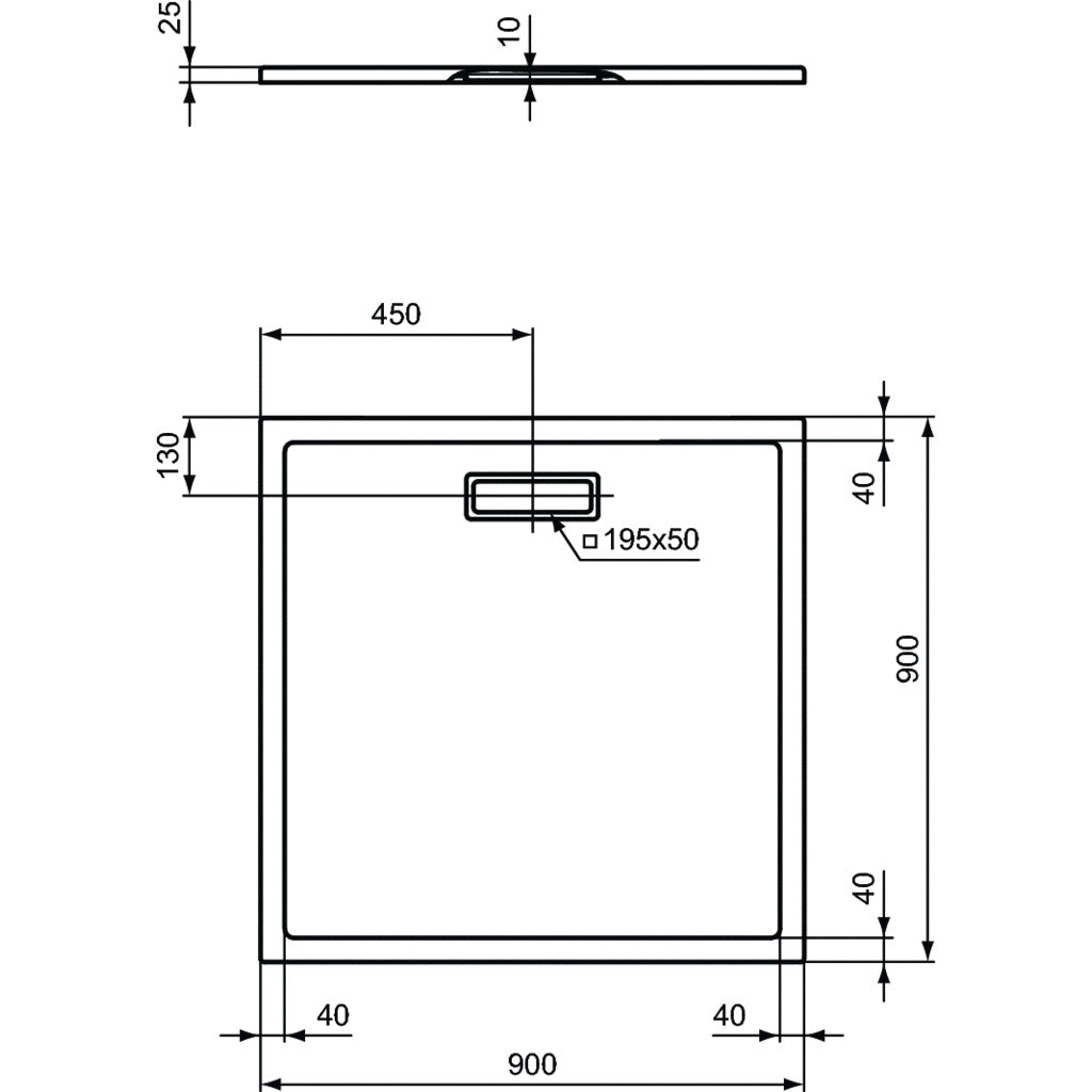 Ideal Standard Ultra Flat Ултратънко поддушово корито 90х90