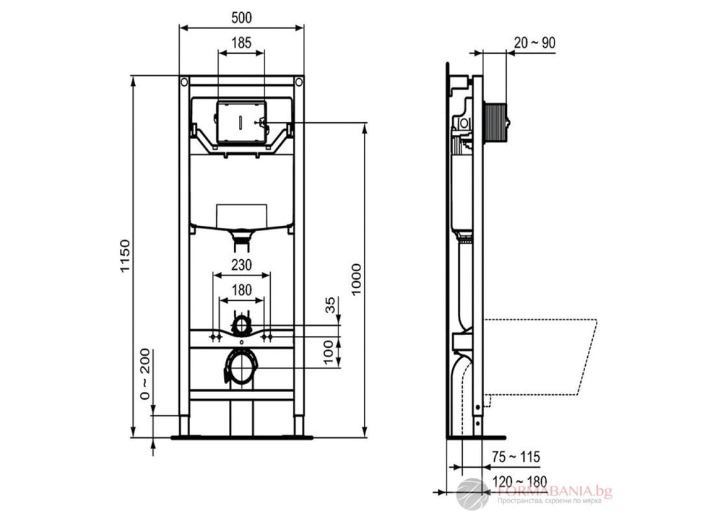 Ideal Standard Комплект структура за вграждане моноблок