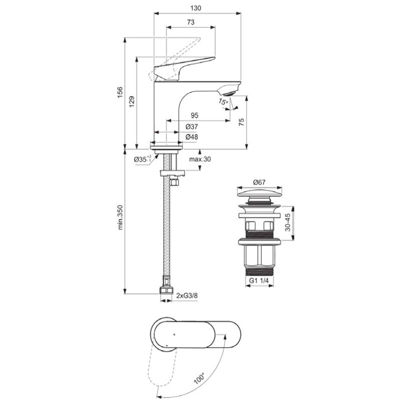 Ceralife O Смесител за умивалник H75