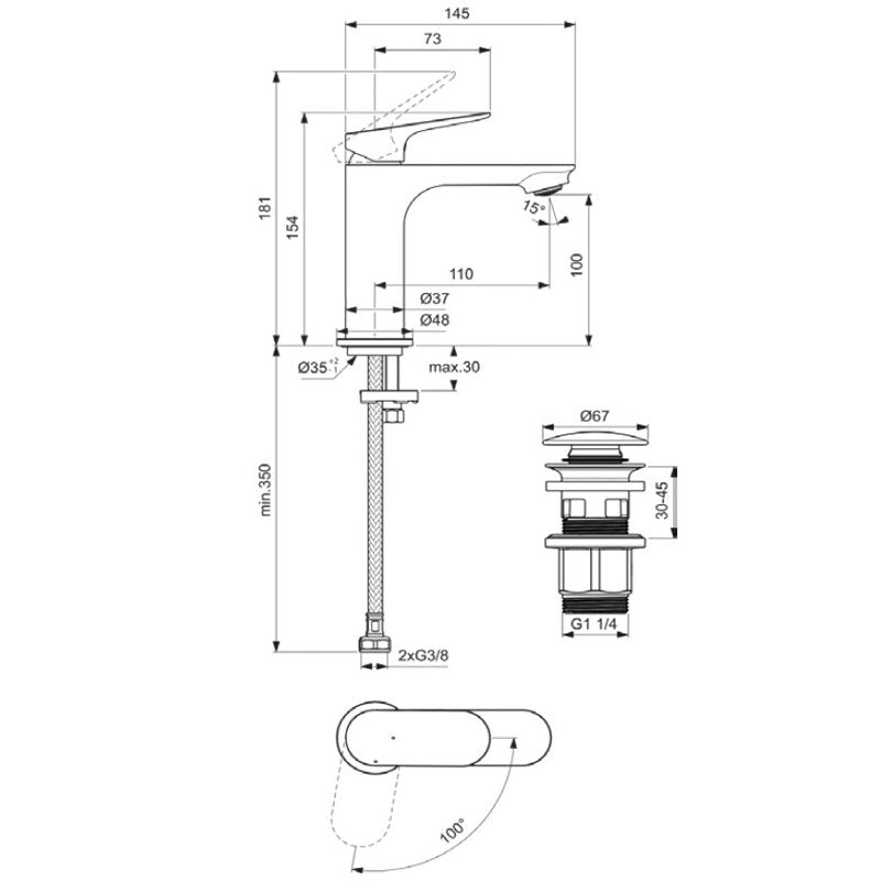 Ceralife O Смесител за умивалник H100