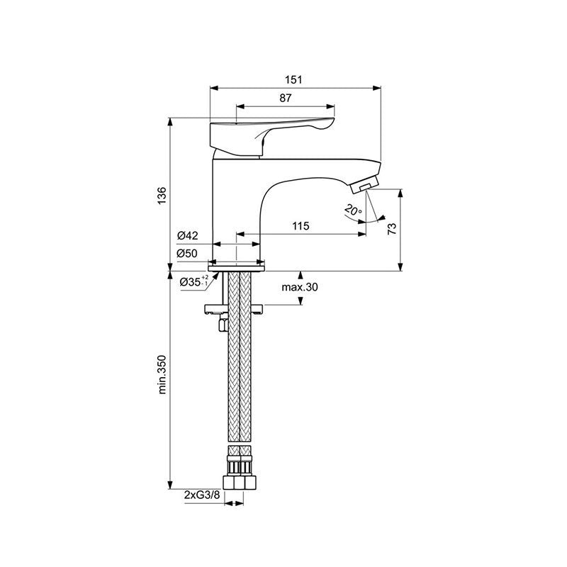 Alpha Смесител за умивалник H75