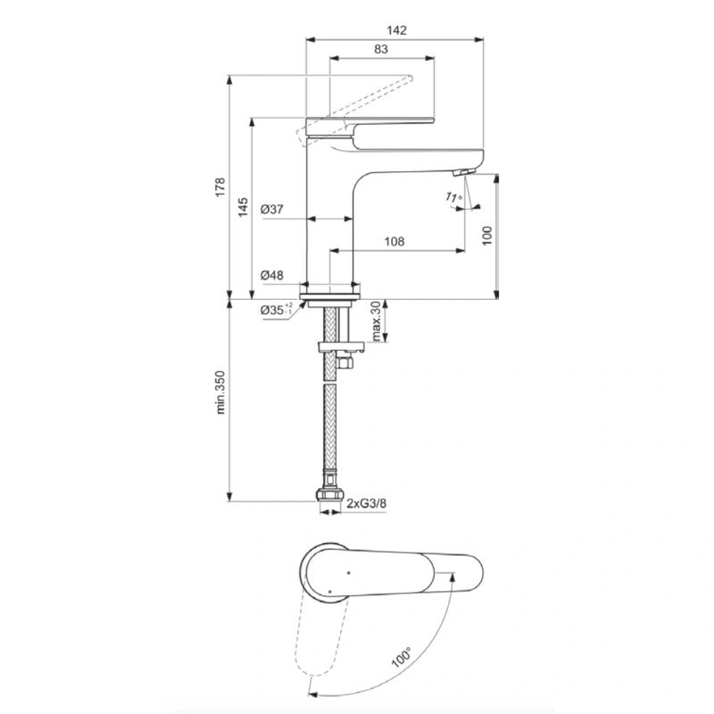 Cerafine O Nuovo Смесител за умивалник H100