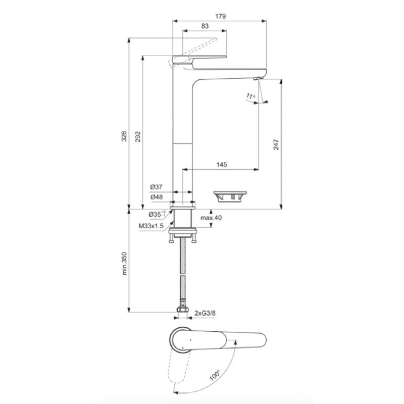 Cerafine O Nuovo Смесител за умивалник H250