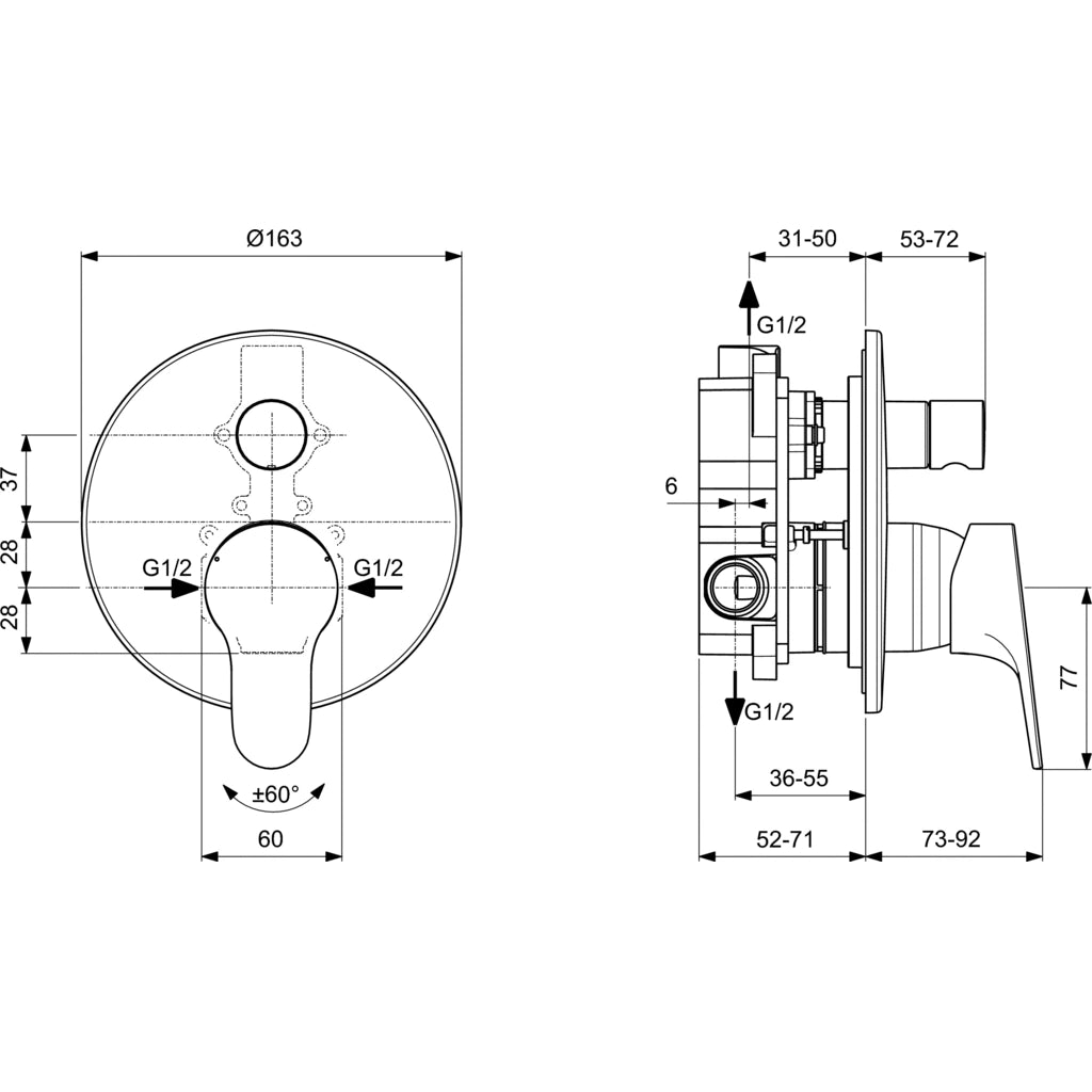 Cerabase Смесител за вграждане за вана/душ