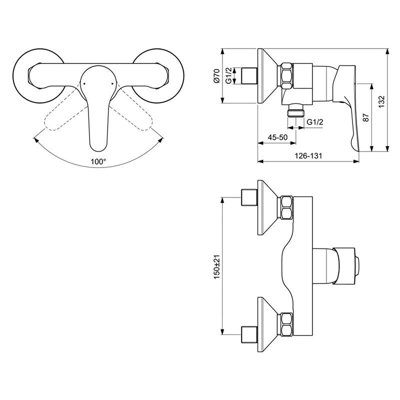 Alpha Смесител стенен за душ