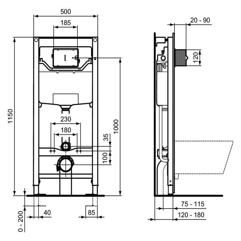 Ideal Standard Комплект структура за вграждане моноблок